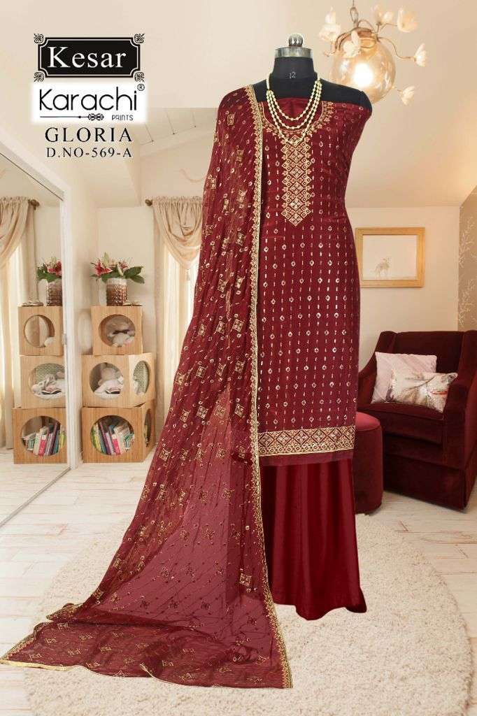Kesar gloria 569 colours fancy designer salwar suits collection at wholesale rates