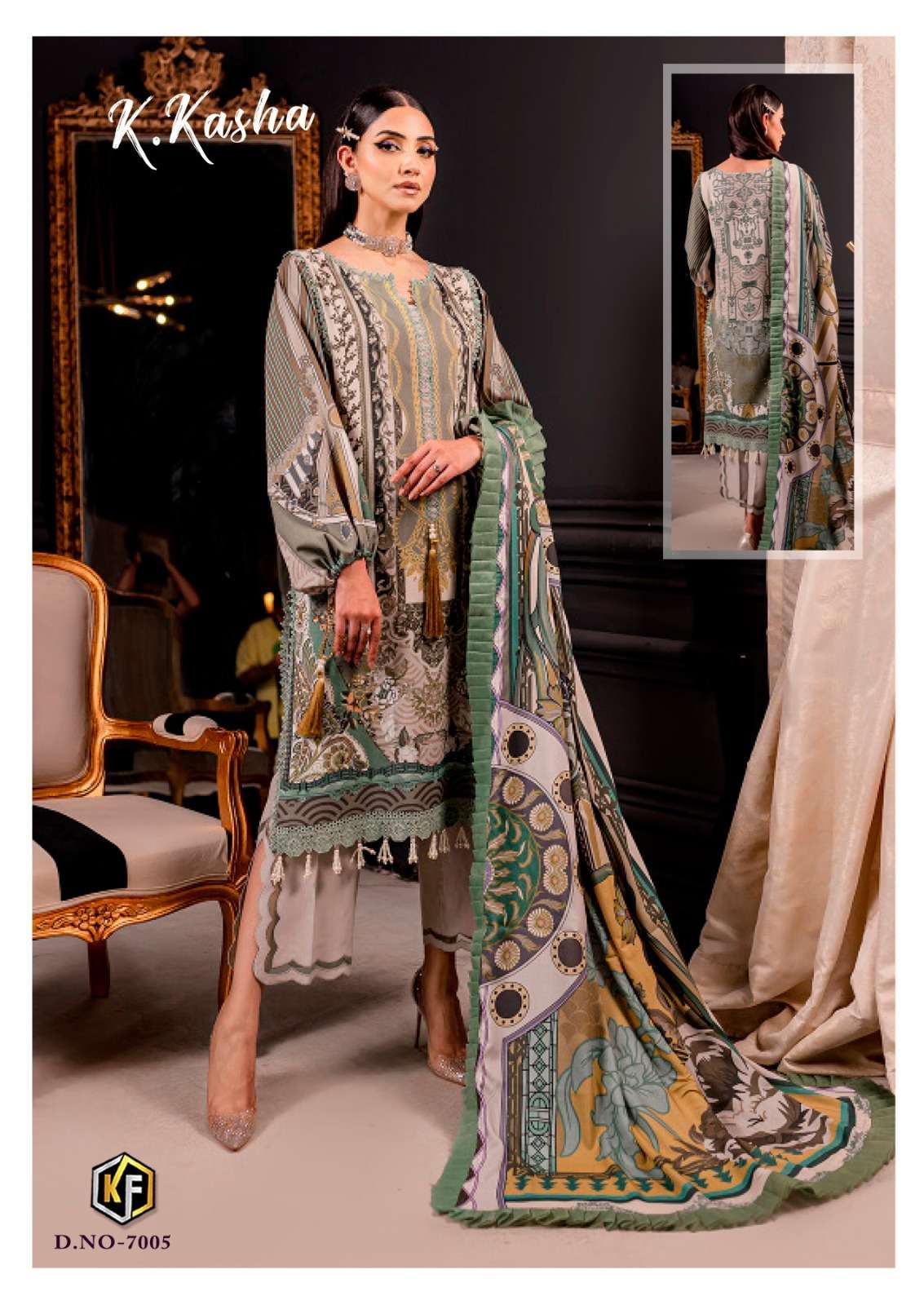keval fab k kasha vol-7 7001-7006 series designer fancy party wear salwar kameez set wholesaler surat
