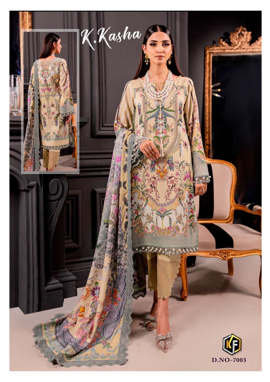 keval fab k kasha vol-7 7001-7006 series designer fancy party wear salwar kameez set wholesaler surat
