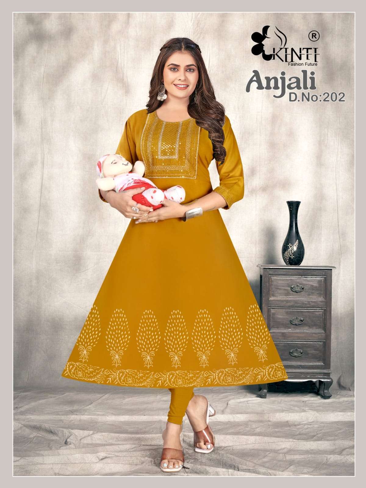 kinti fahion anjali vol-2 201-208 series latest designer casual wear feeding kurti wholesaler surat gujarat