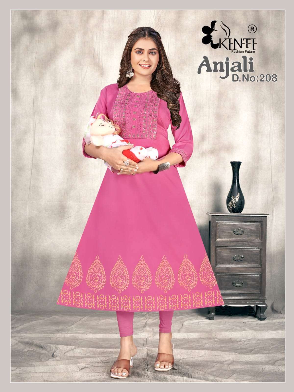 kinti fahion anjali vol-2 201-208 series latest designer casual wear feeding kurti wholesaler surat gujarat