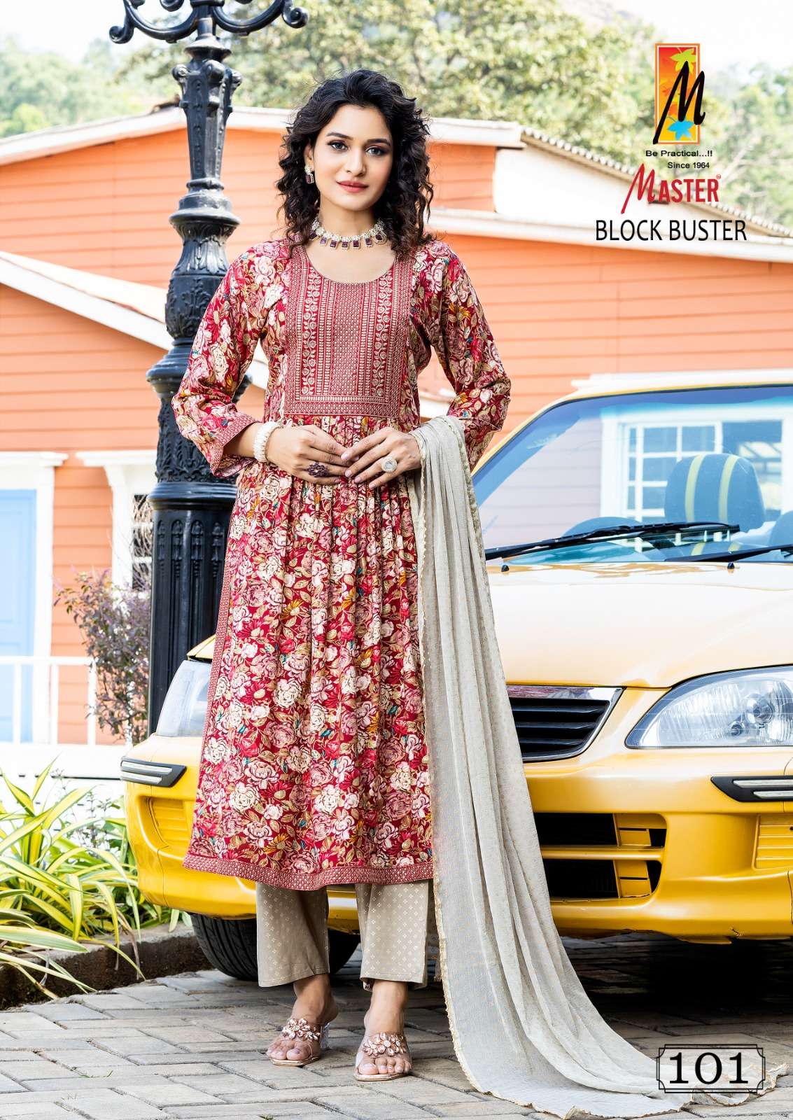 master block buster 1001-108 series rayon designer festive wear nayra cut kurti set ar wholesaler rate  india gujarat