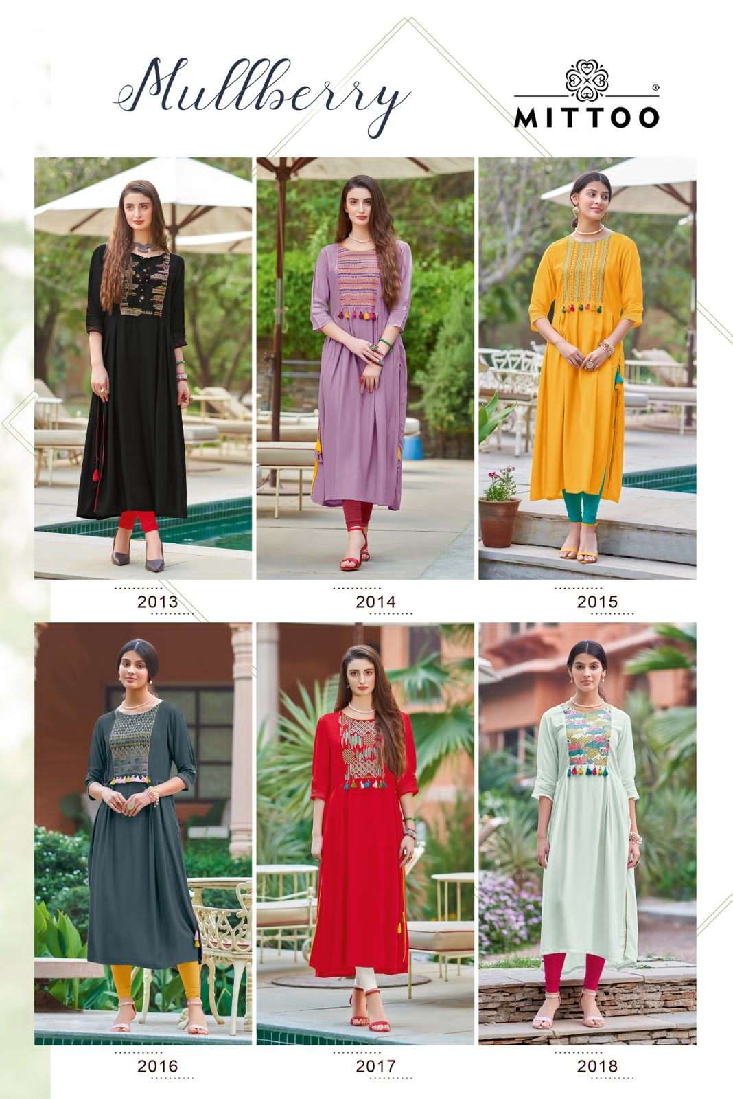mittoo mulberry 2013-2018 series designer nayra kurti set wholesaler surat gujarat