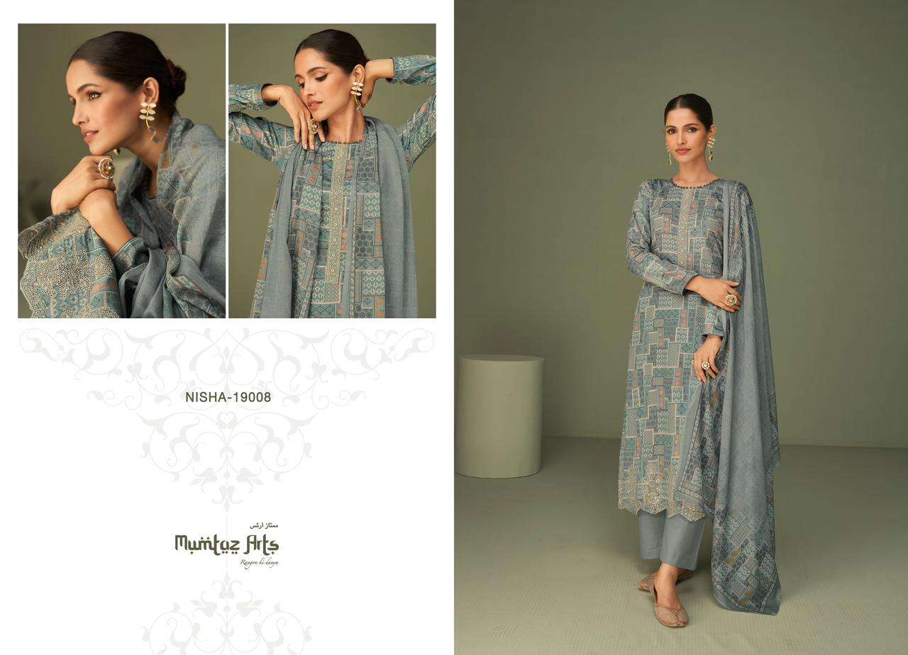mumtaz arts nisha 19001-19008 series latest designer pakistani salwar kameez wholesaler surat gujarat