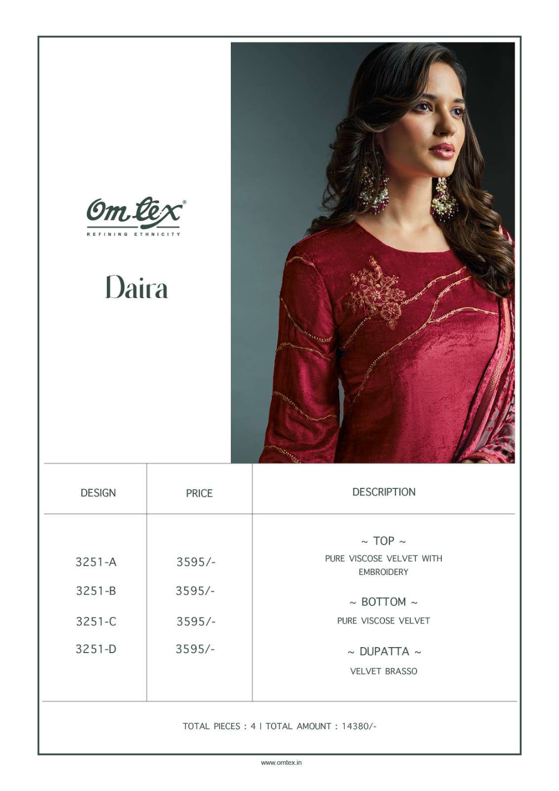 om tex daira 3251 colour series latest designer wedding wear muslin salwar kameez wholesale price surat
