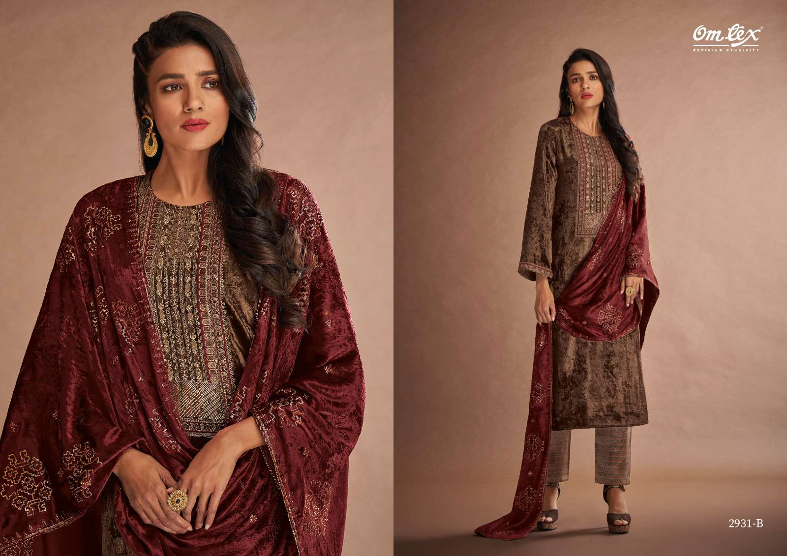 om tex vaidehi 2931 colour series latest designer wedding wear muslin salwar kameez wholesale price surat
