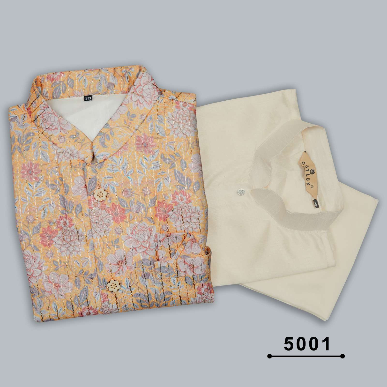 outluk wedding collection vol-5 5001-5006 series cotton work mens kurta with pajama set collection at wholesale price
