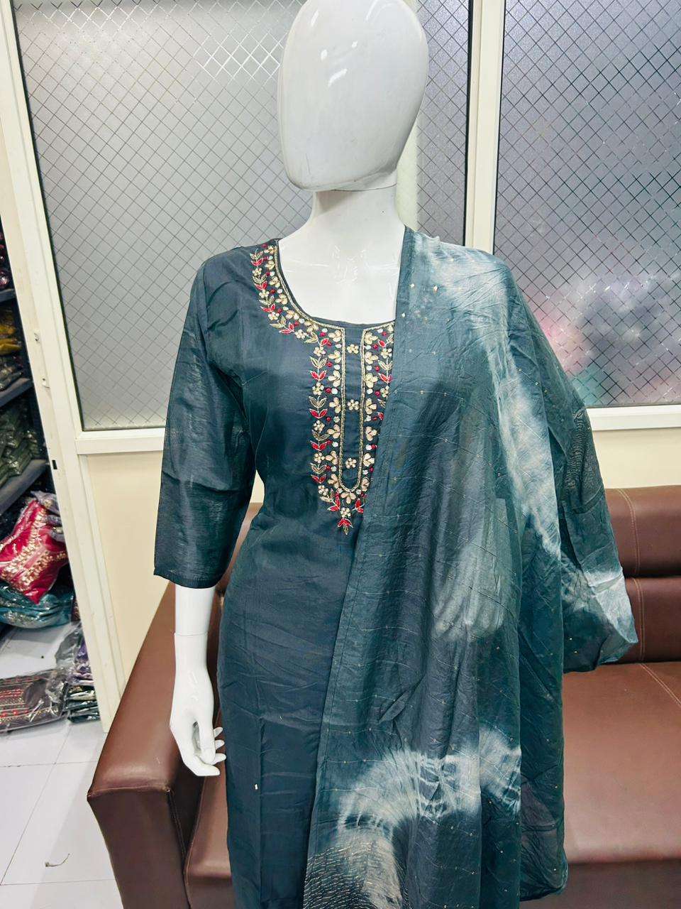pf designer latest designer fully worked partywear wear kurti set at wholesaler price surat gujarat india