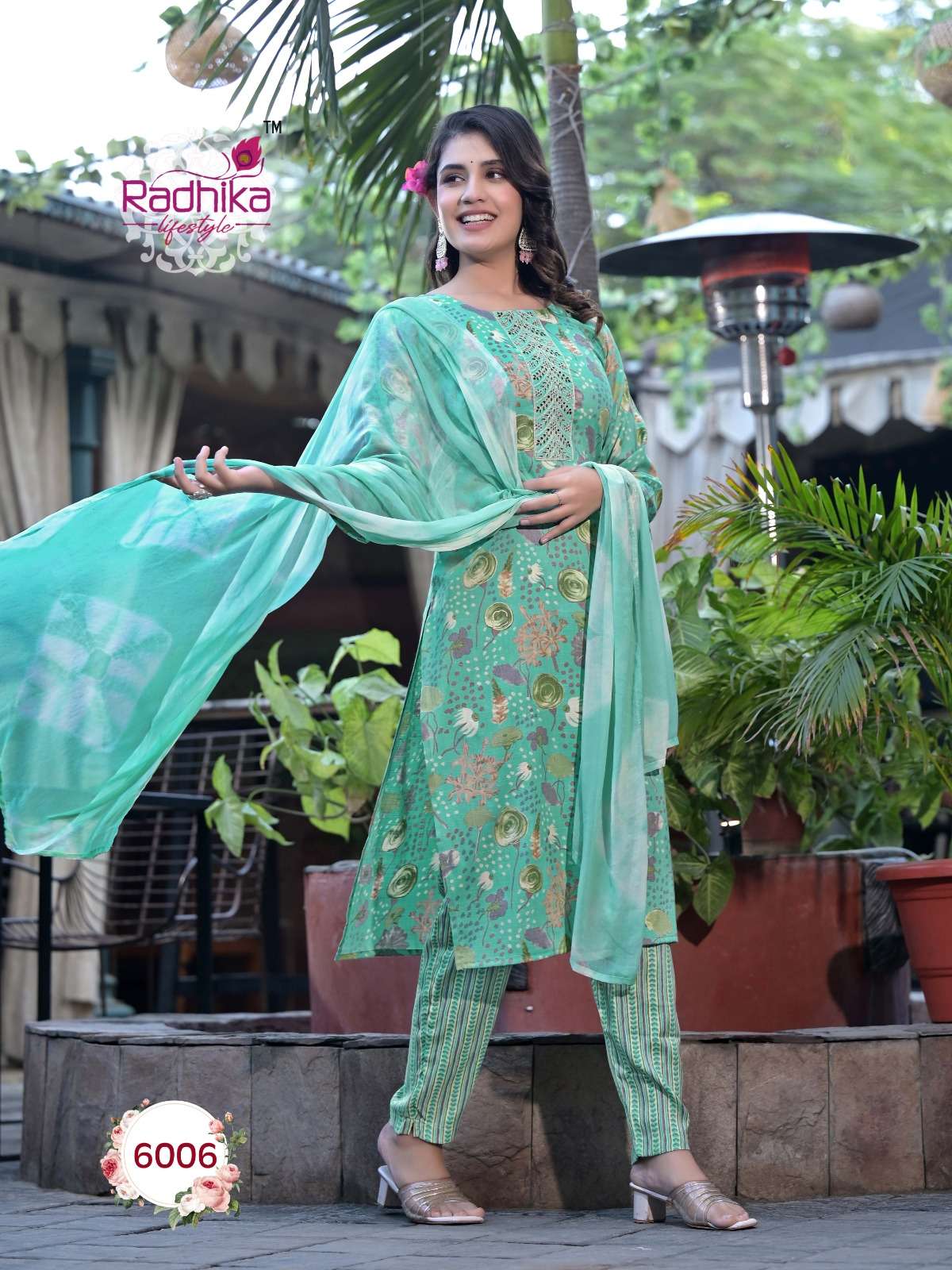 radhika lifestyle seerat vol-6 6001-6008 series latest designer kurti set at wholesale price surat india