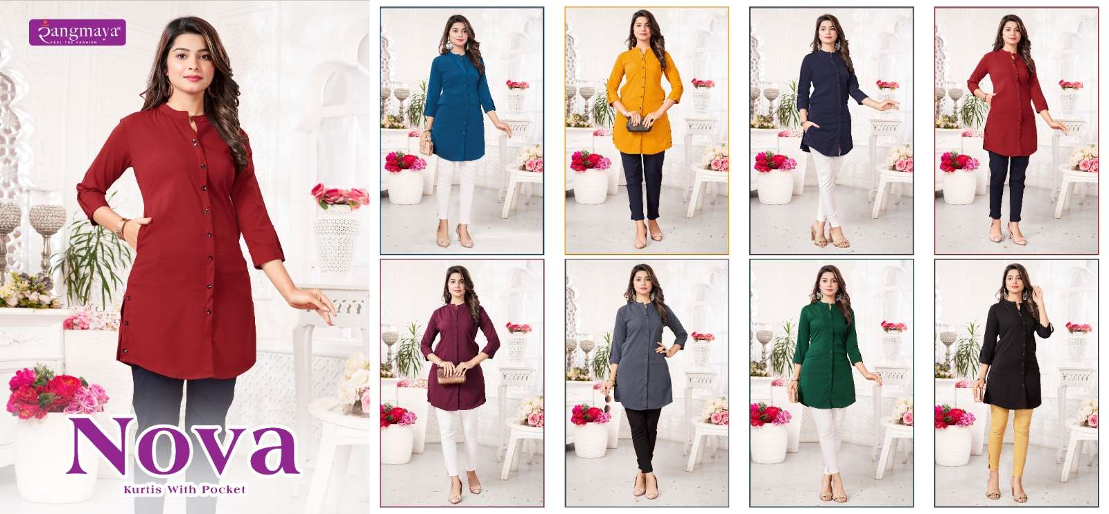 rangmaya nova 101-108 series designer short tops with pocket collection at wholesale price