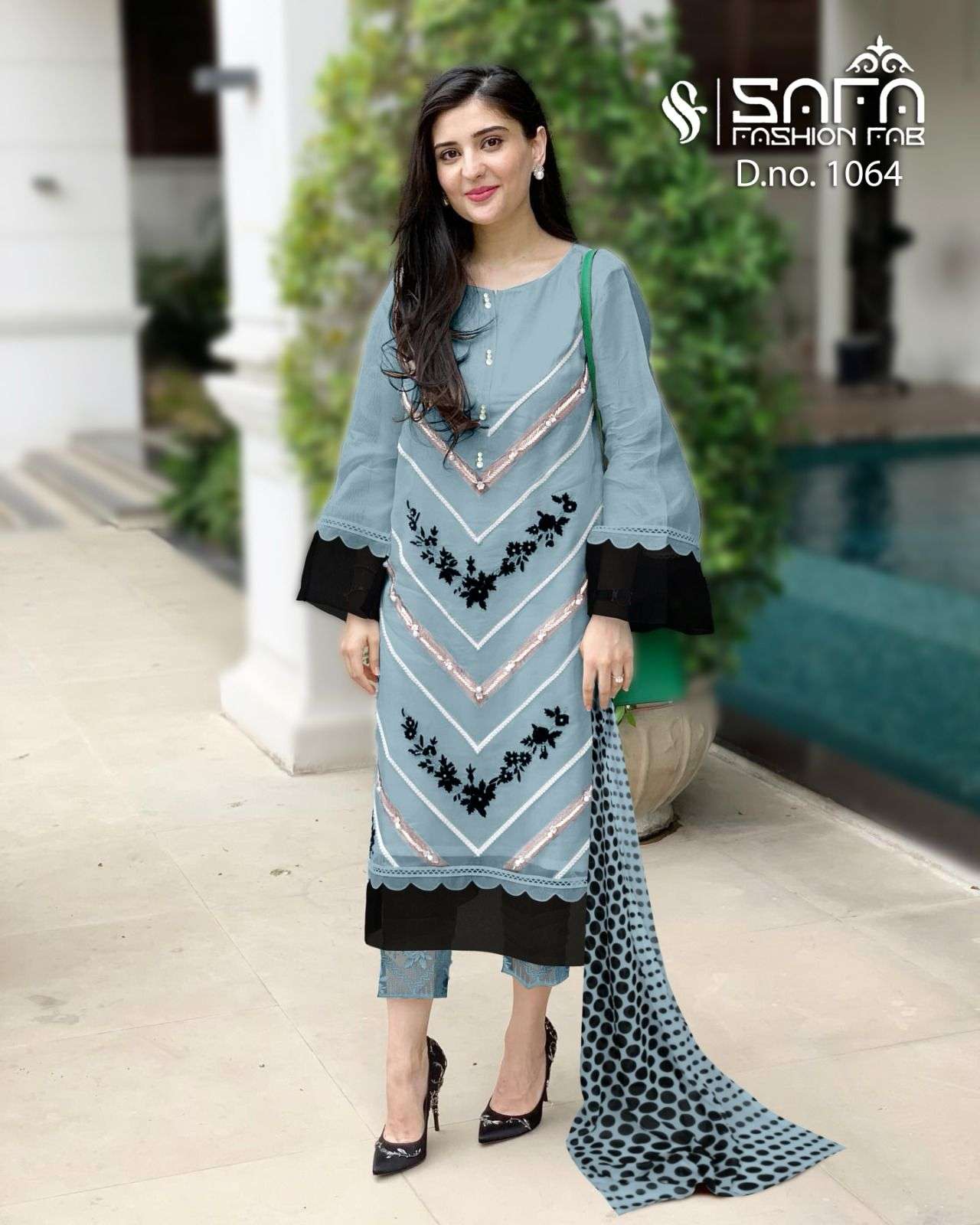 safa fashion hub 1064 colour series latest designe pakistani salwar kameez wholesaler surat gujarat