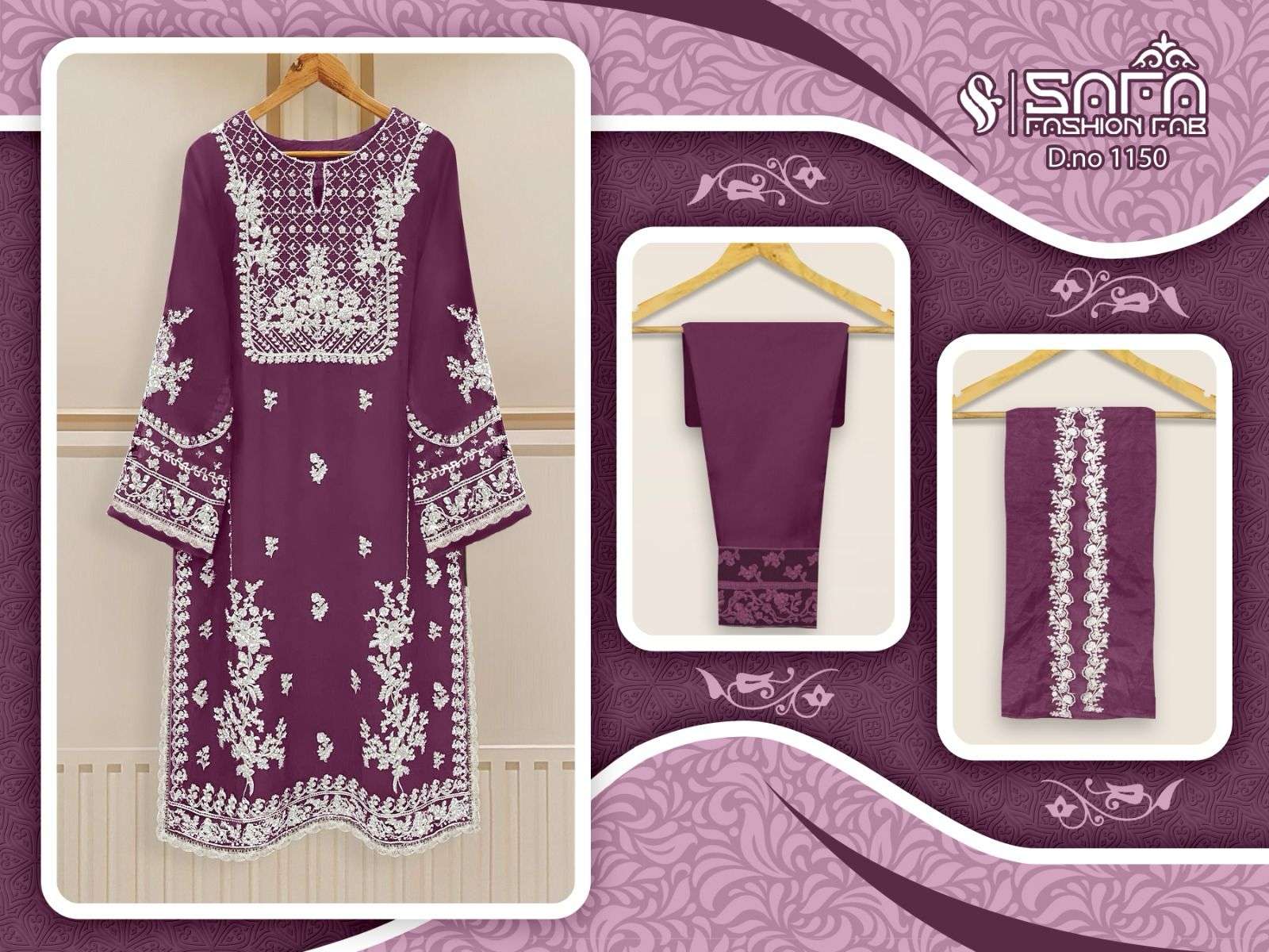 safa fashion hub 1150 colour series latest designer pakistani salwar kameez wholesaler surat gujarat