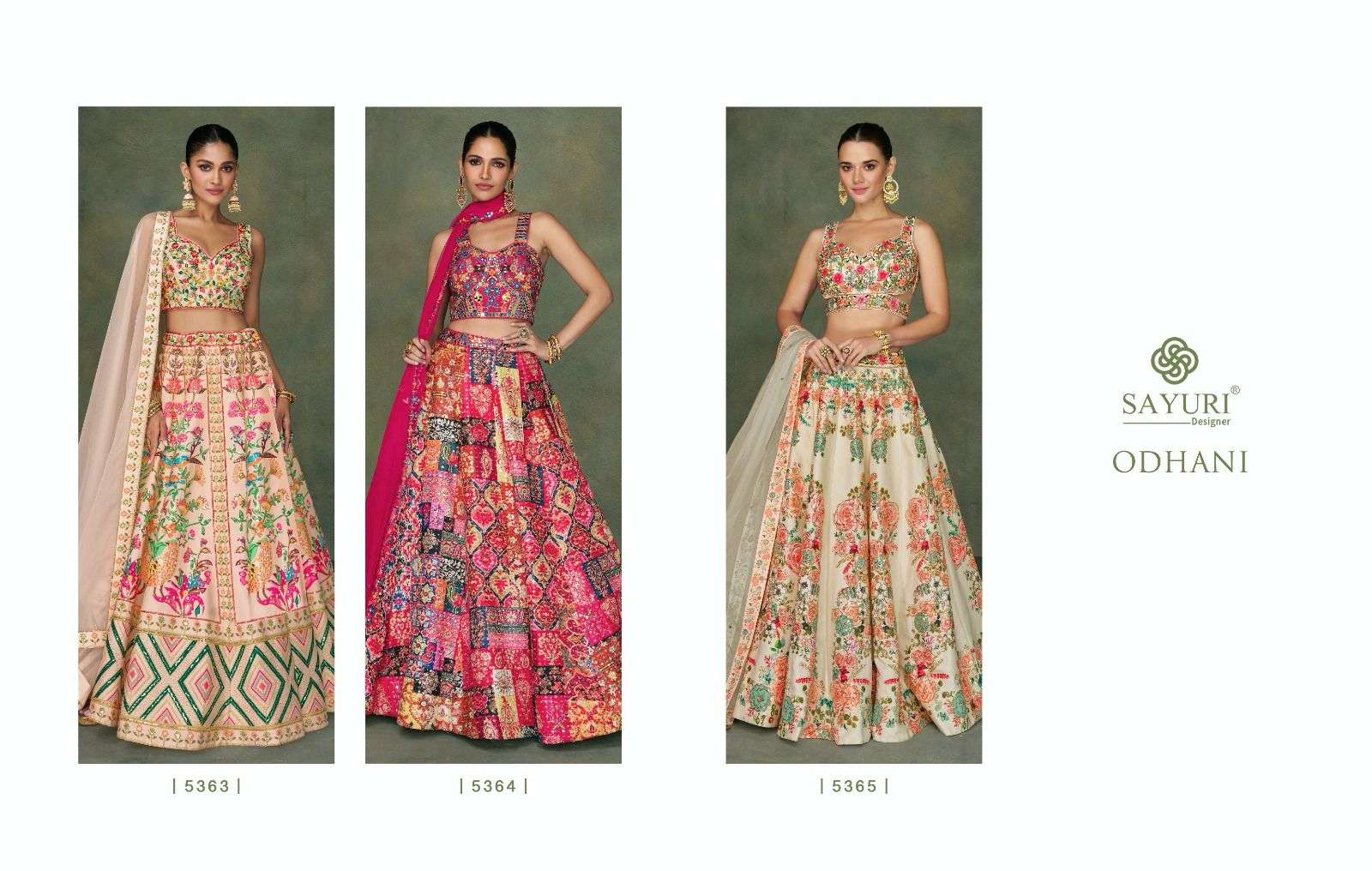 sayuri designer odhani 5363-5365 series latest fancy partywear lehenga choli at wholesaler rate surat gujarat