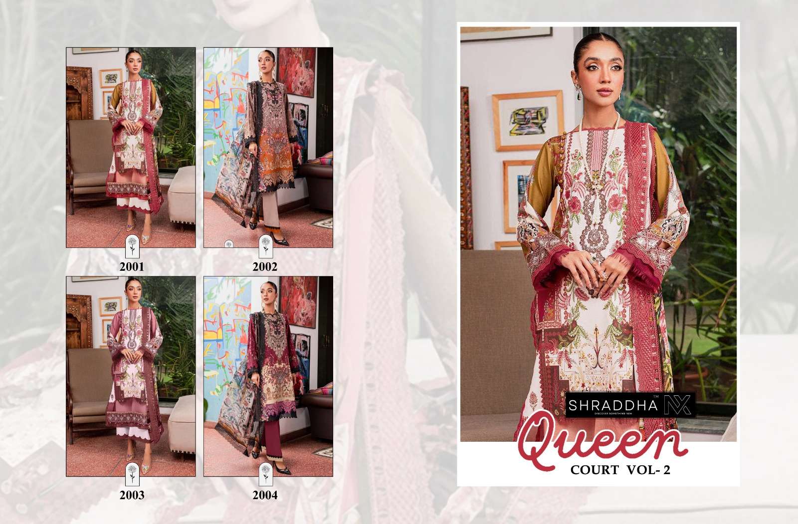 shraddha designer queen court vol-2 2001-2004 series latest cotton dupatta pakistani cotton salwar kameez at wholesaler price surat india 