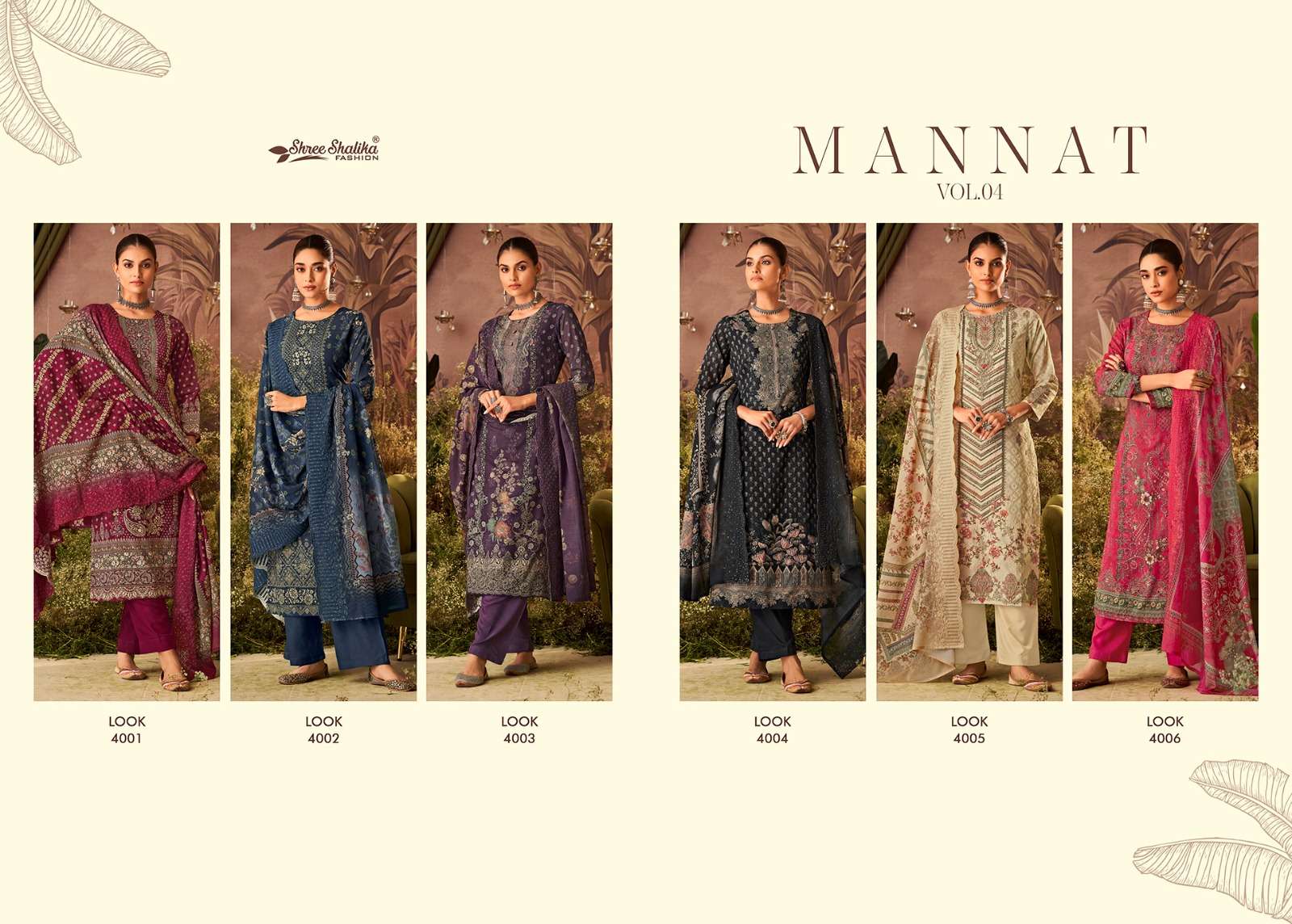 shree shalika mannat vol-4 4001-4006 series latest designer salwar kameez wholesaler surat