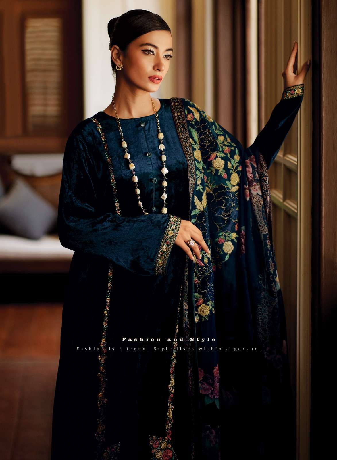 Varsha fashion petals 01-06 series velvet embroidery work salwar suits winter collection wholesale rates