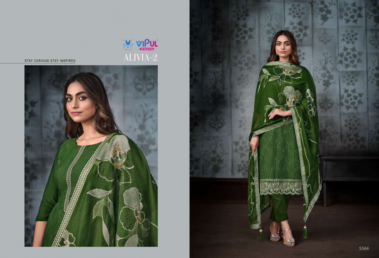 vipul fashion alivia-2 5561-5566 series latest designer straight cut salwar kameez wholesaler surat gujarat