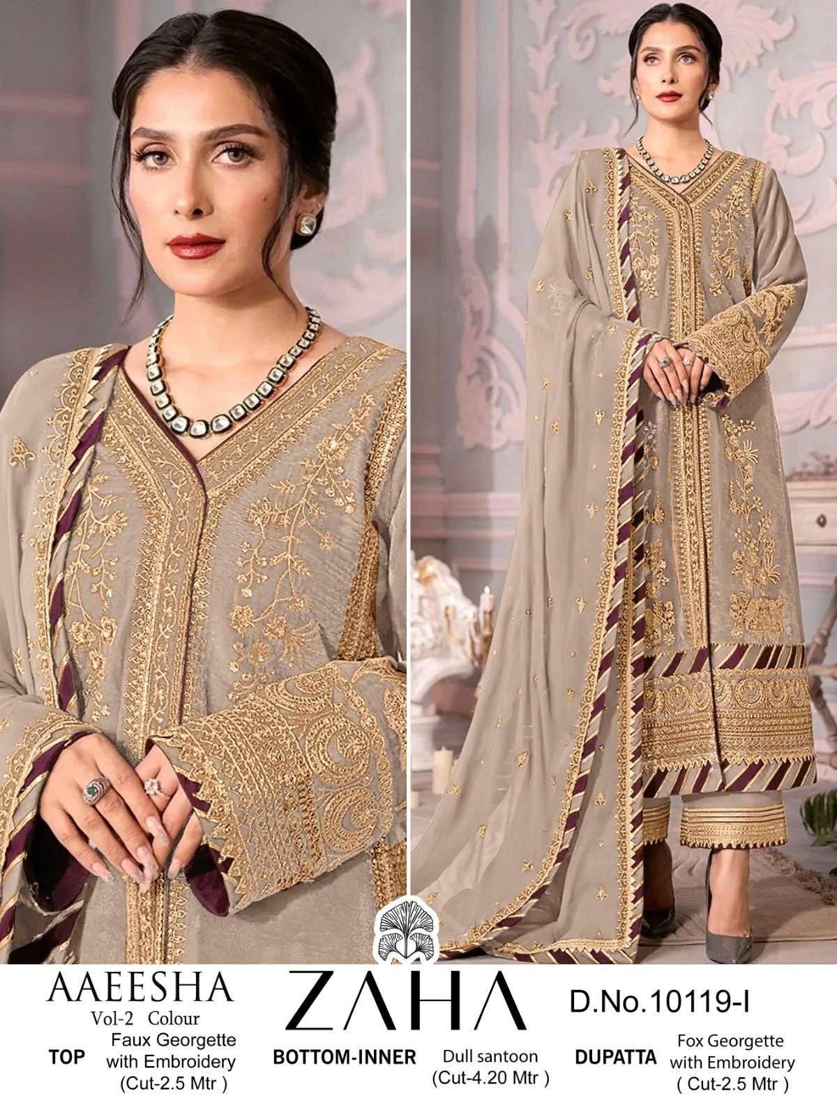zaha aaeesha vol-2 10119 colour series latest pakistani salwar kameez wholesaler surat gujarat