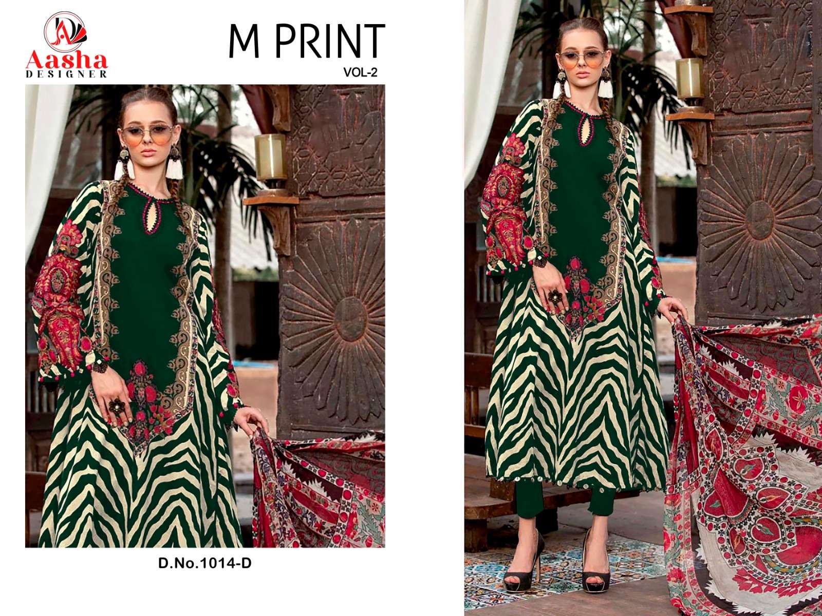 aasha designer m print vol-2 1014 colour series latest designer pakistani salwar kameez with cotton dupatta at wholesale price surat gujarat