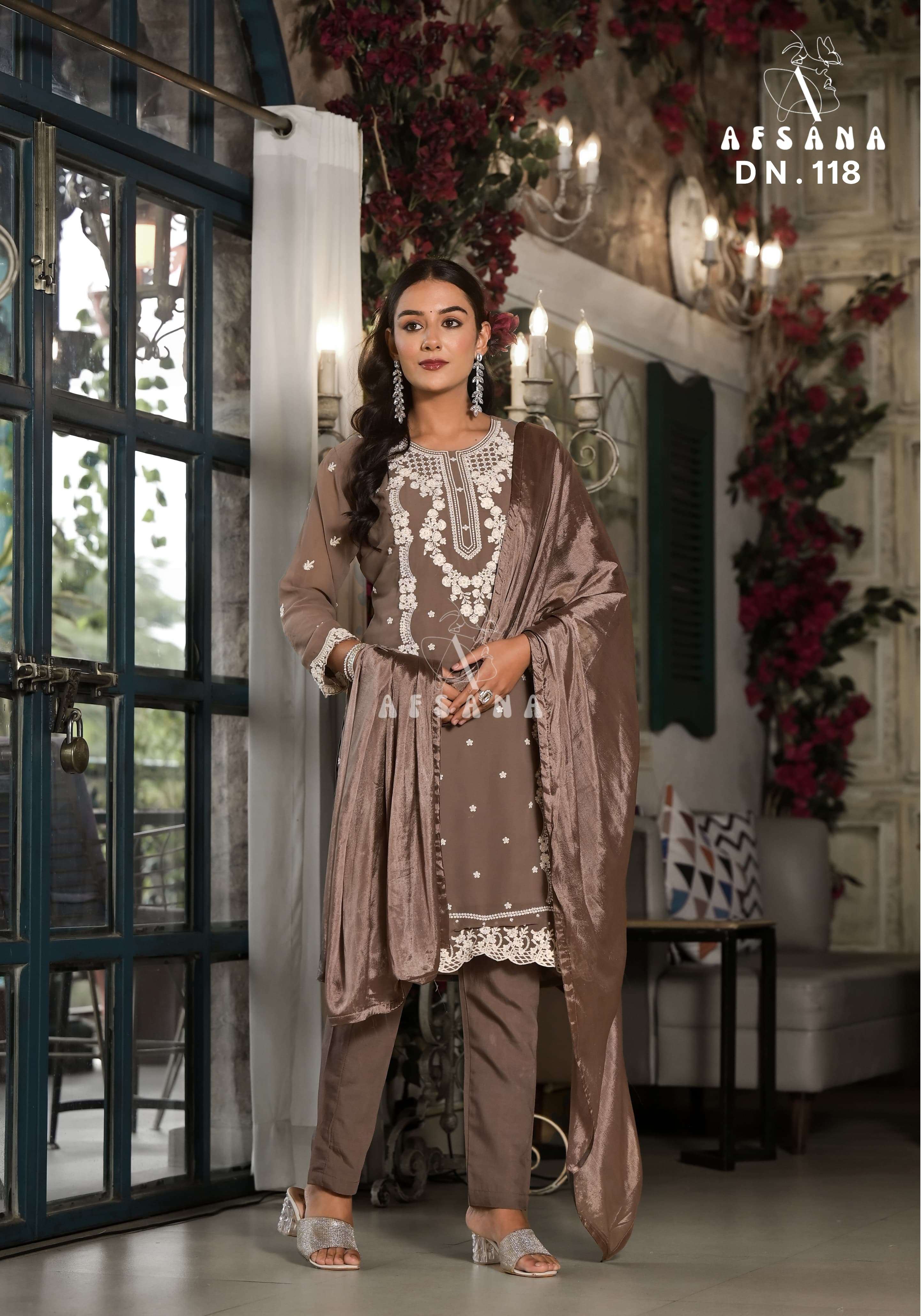 afsana 118 series georgette ready made tunic pant set wholesale dealer best price surat 