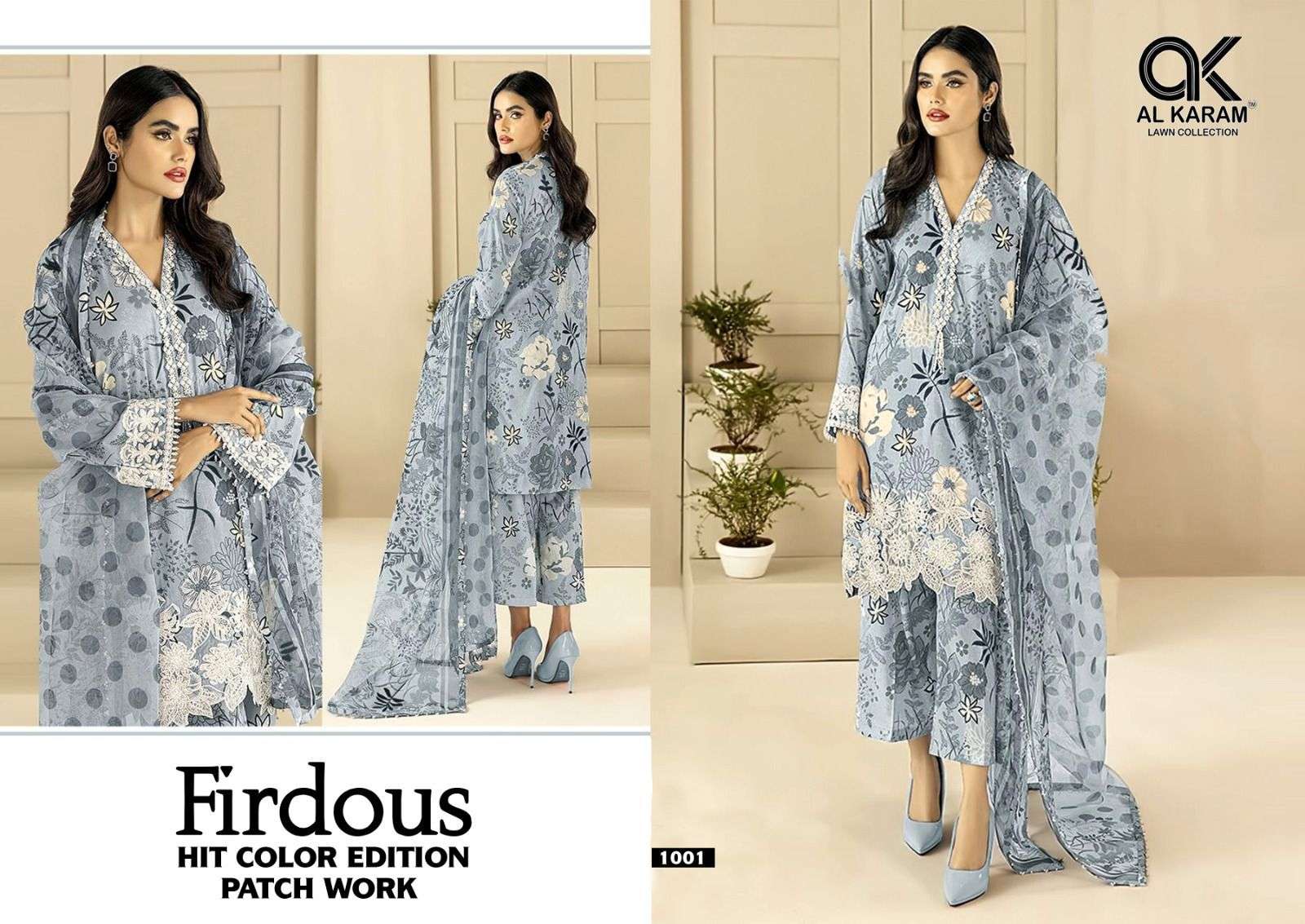 Al karam firdous hit colour edition 1001-1004 series pakistani wear cotton suits collection wholesale surat
