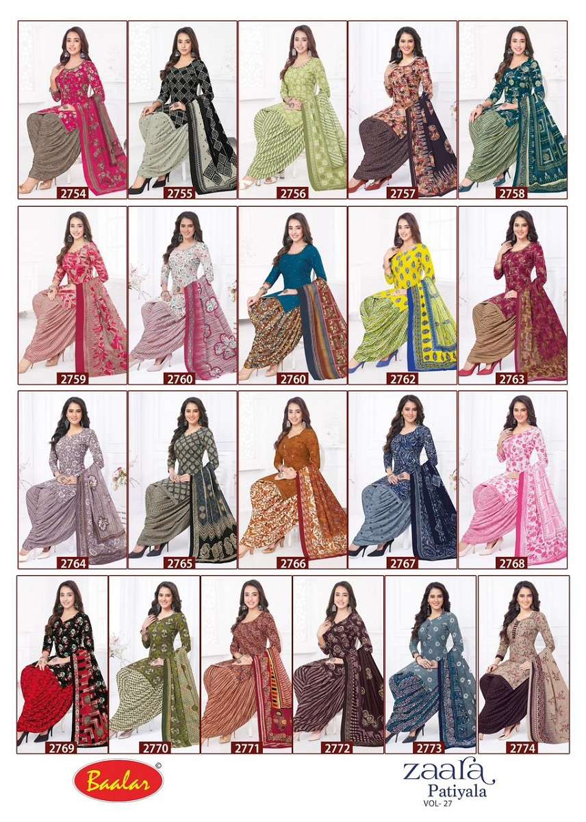baalar by zara patiyala vol-27 cotton dress material collection wholesale price surat online market