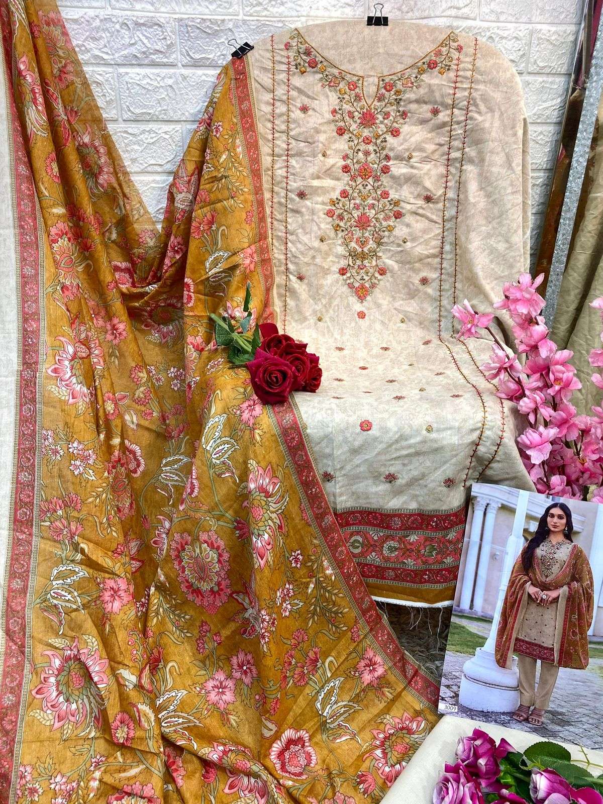 cosmos noor embroidered vol-3 3001-3010  series designer fancy pakistani salwar kameez wholesaler surat gujarat
