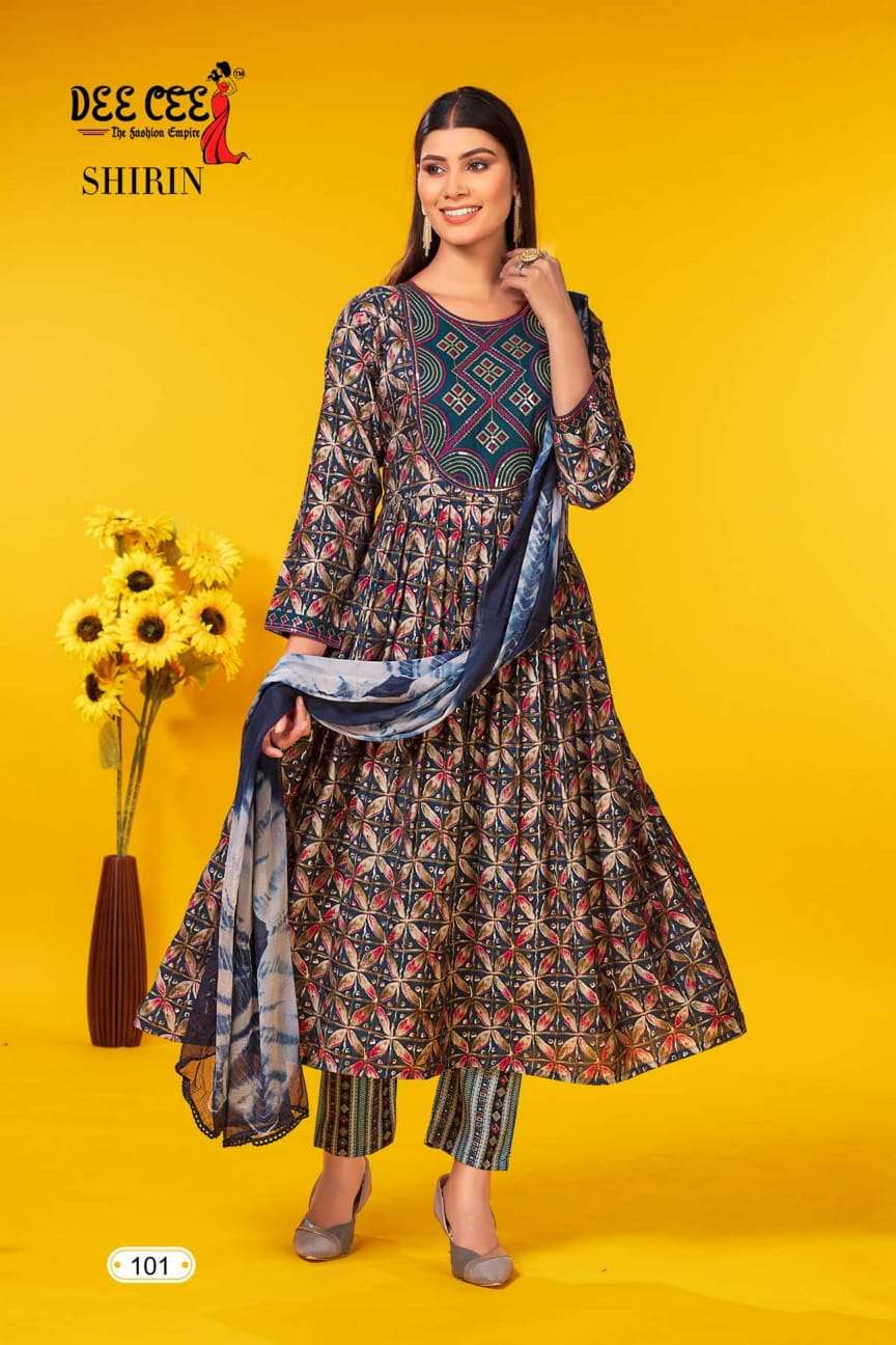 deecee shirin 101-106 series latest designer fancy kurti wholesaler surat gujarat
