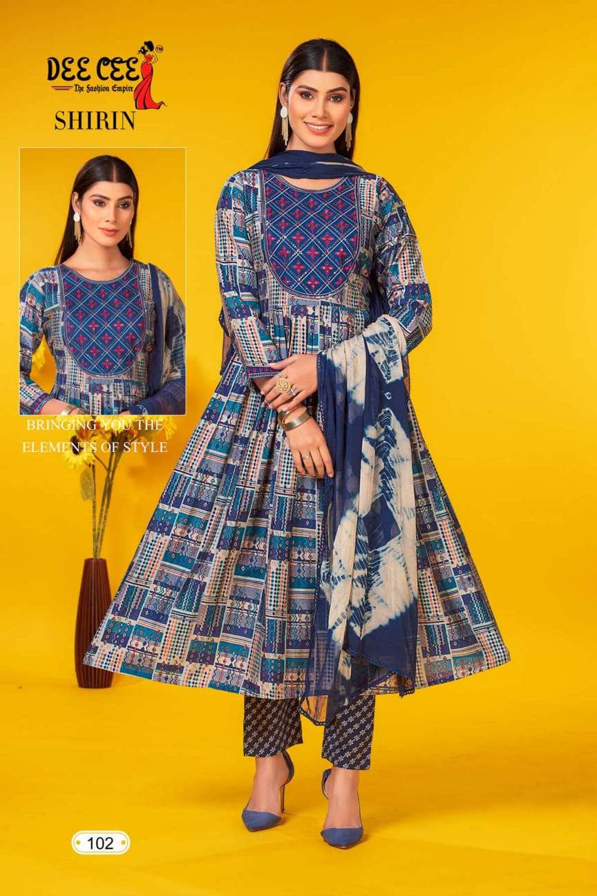 deecee shirin 101-106 series latest designer fancy kurti wholesaler surat gujarat