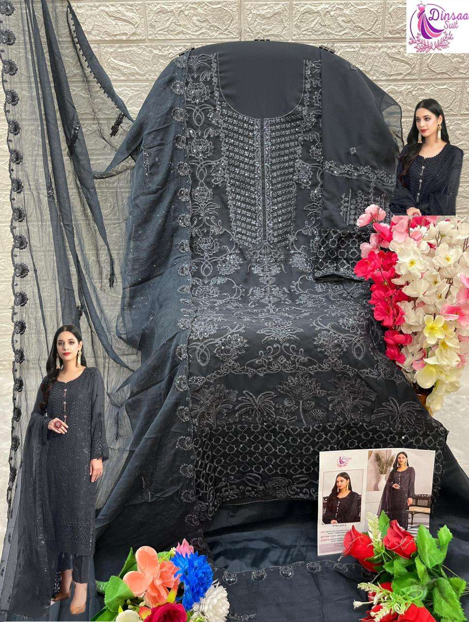 dinsaa suit 235 colour series designer pakistani salwar kameez wholesaler surat gujarat