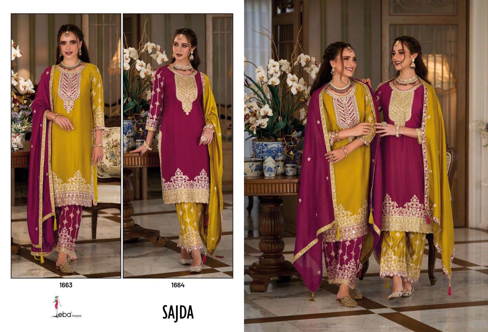 eba lifestyle sajda 1663-1664 series latest designer readymade salwar kameez wholesaler surat gujarat