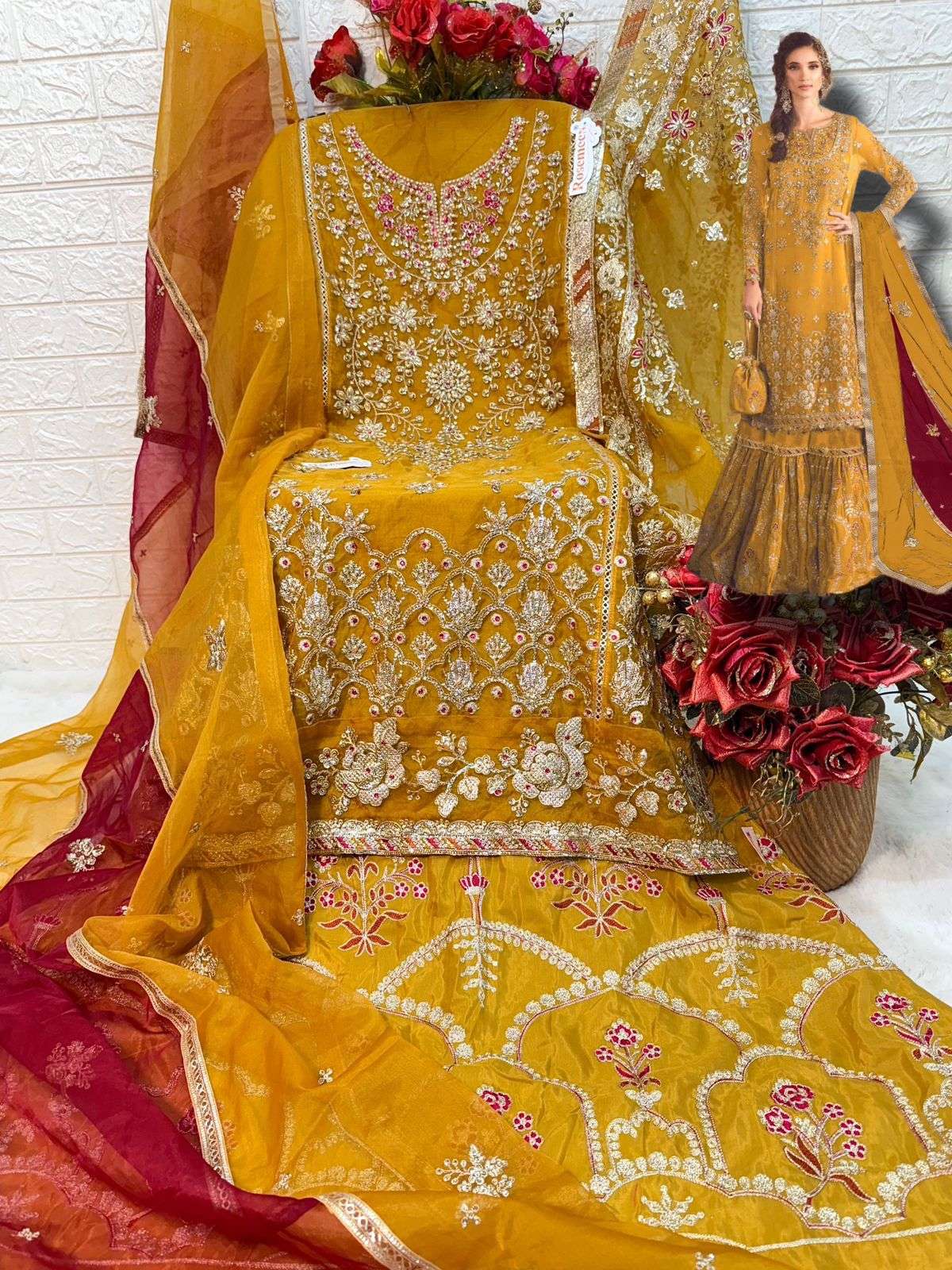 fepic 1740 colours designer organza hand work salwar suits pakistani catalogue wholesale dealer india  