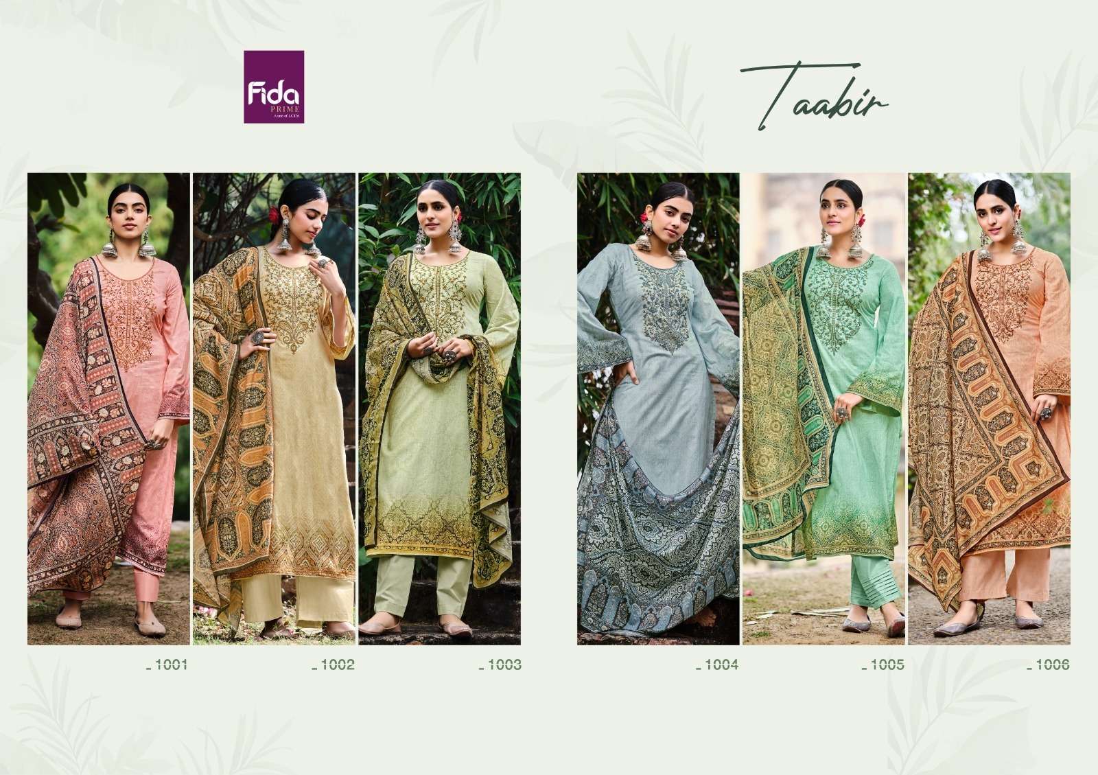 fida taabir 1001-1006 series latest fancy wedding salwar kameez wholesaler surat gujarat