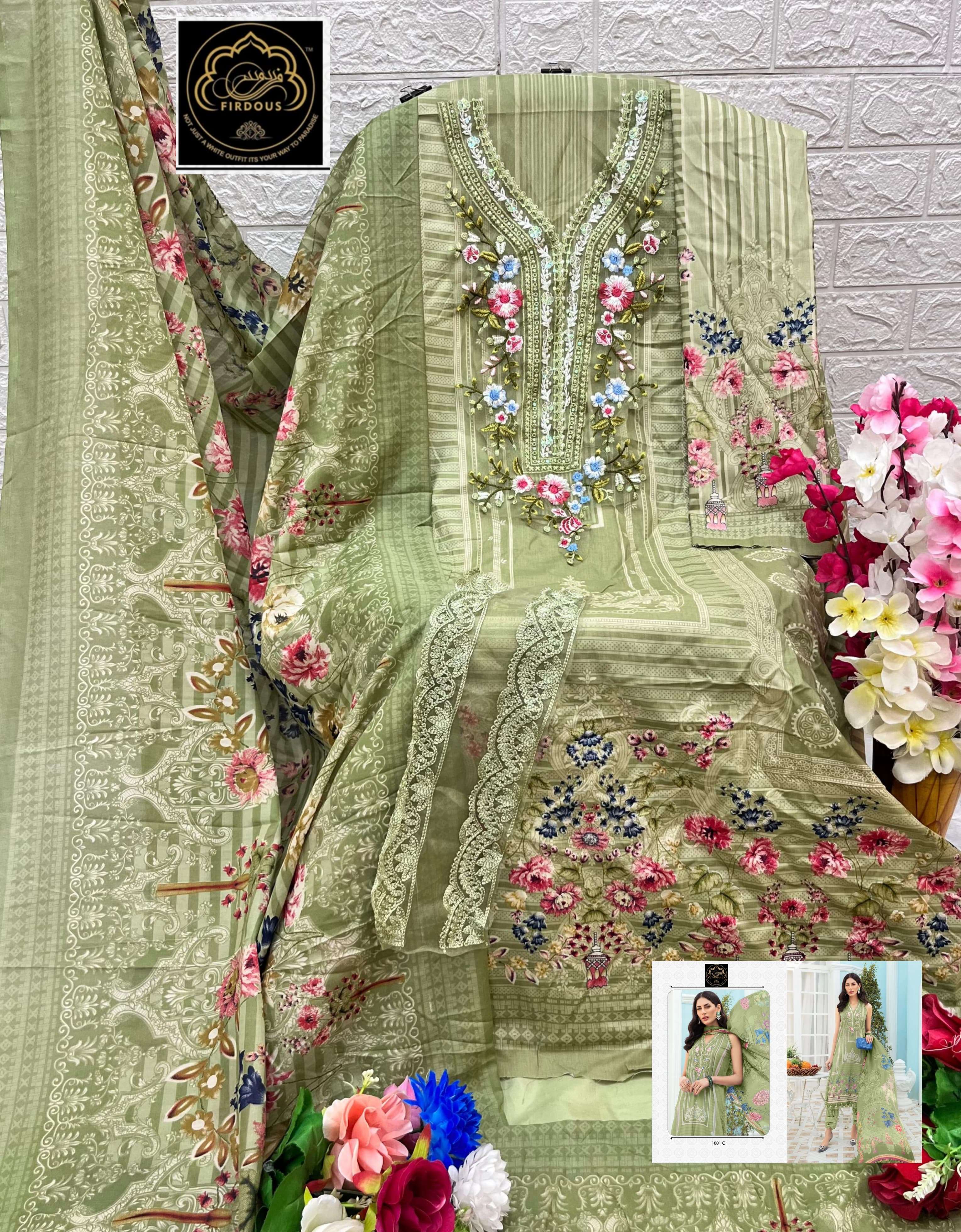 firdous maria b vol-1 1001 colour series latest designer party wear chiffon dupatta pakistani salwar suit with cotton dupatta wholesale price surat
