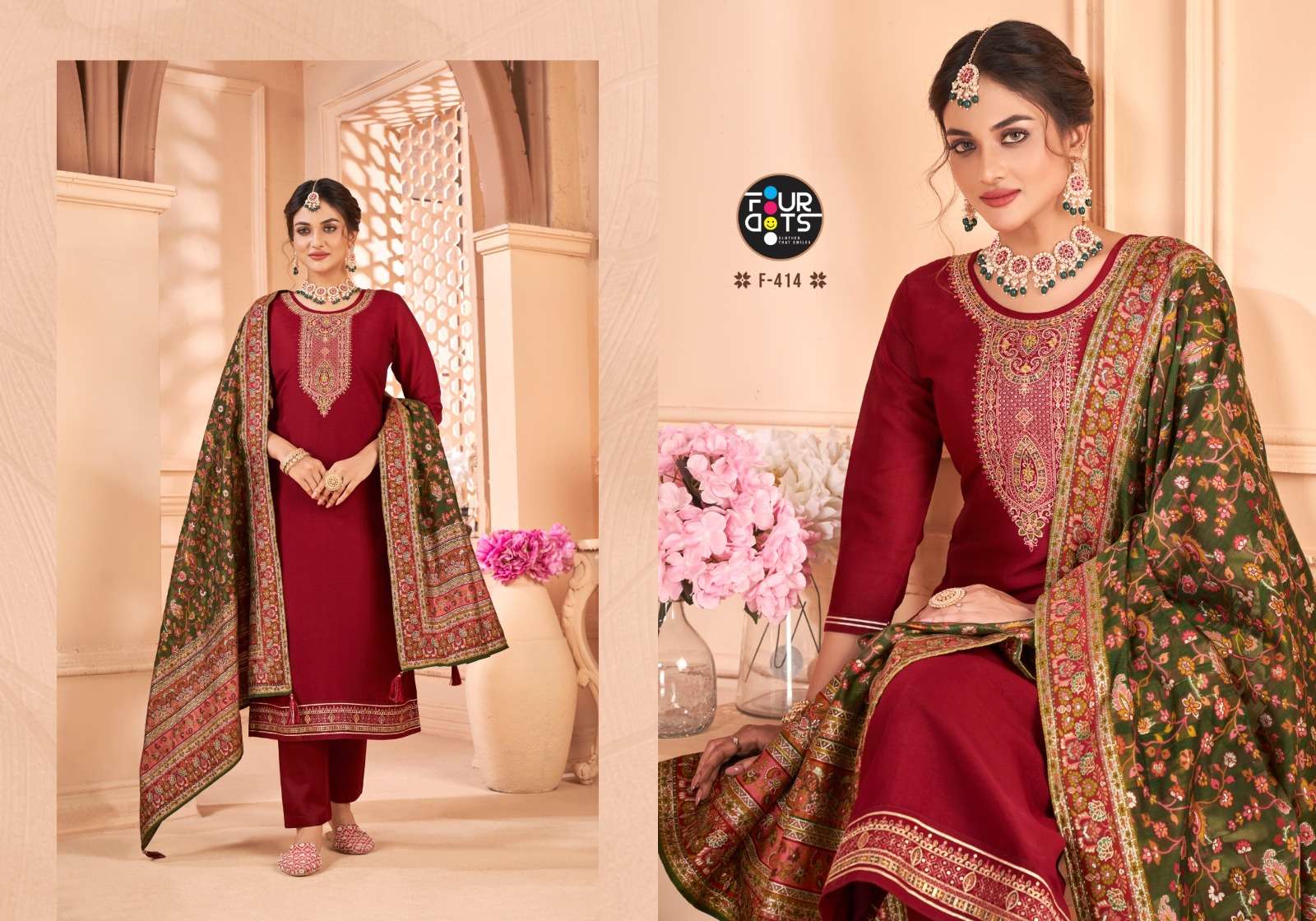 fourdots loren 411-414 series simar silk designer salwar suits collection at wholesale price