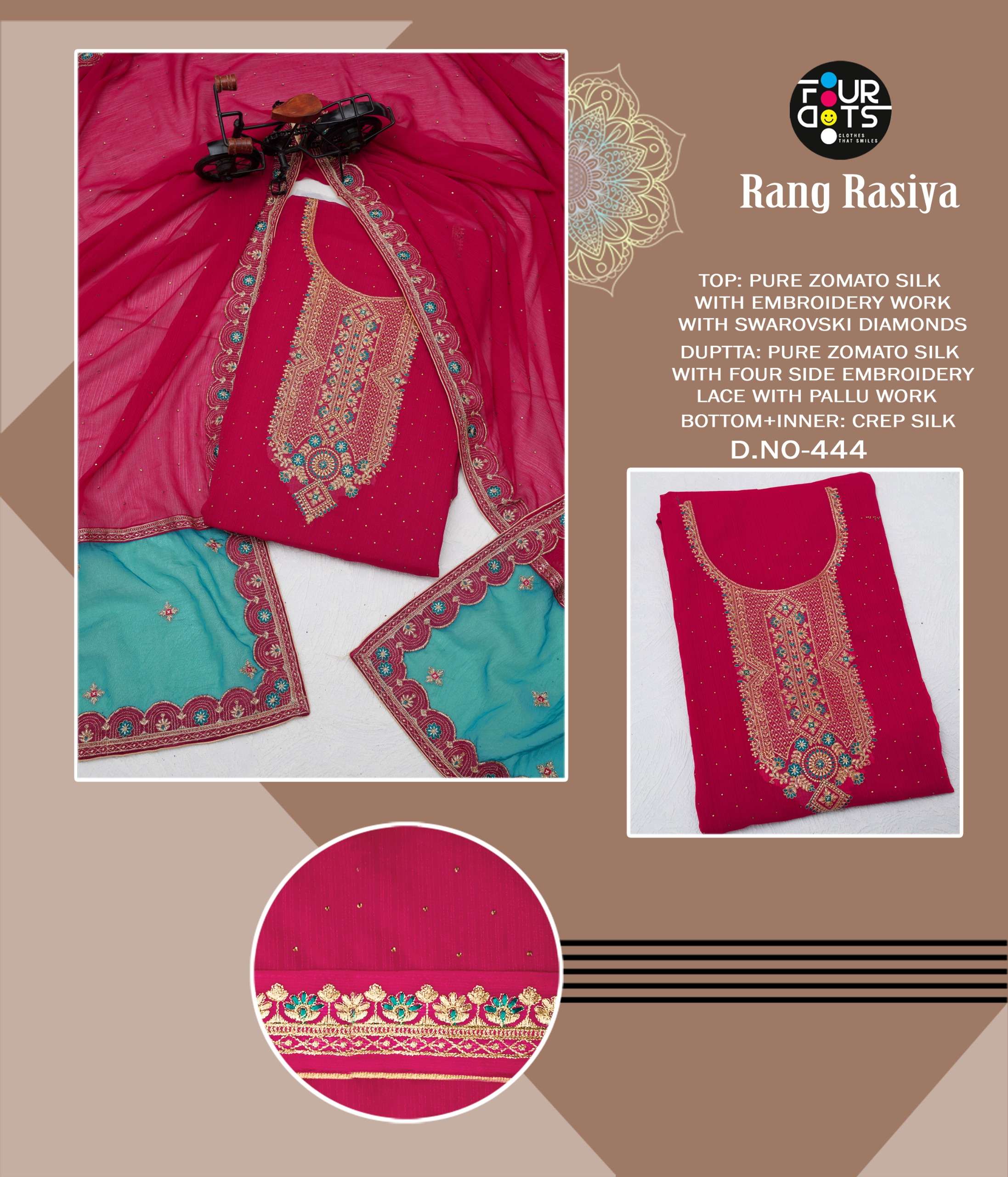 fourdots rangrasiya 441-444 series designer pakistani salwar kameez wholesaler surat gujarat