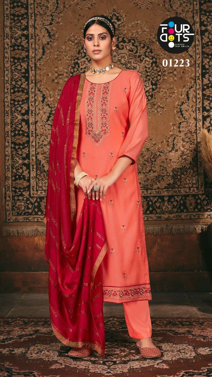 fourdots triveni vol-2 10221-10224 series simar silk designer salwar suits collection at wholesale price