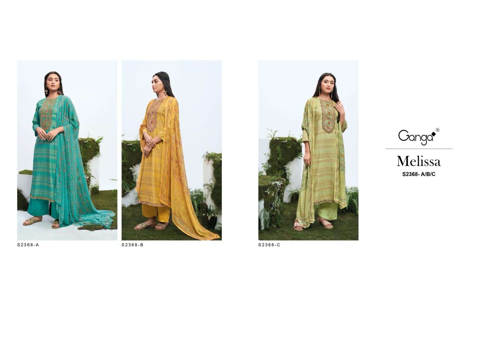 ganga melissa 2368 colour  series designer wedding wear salwar kameez wholesaler surat gujarat