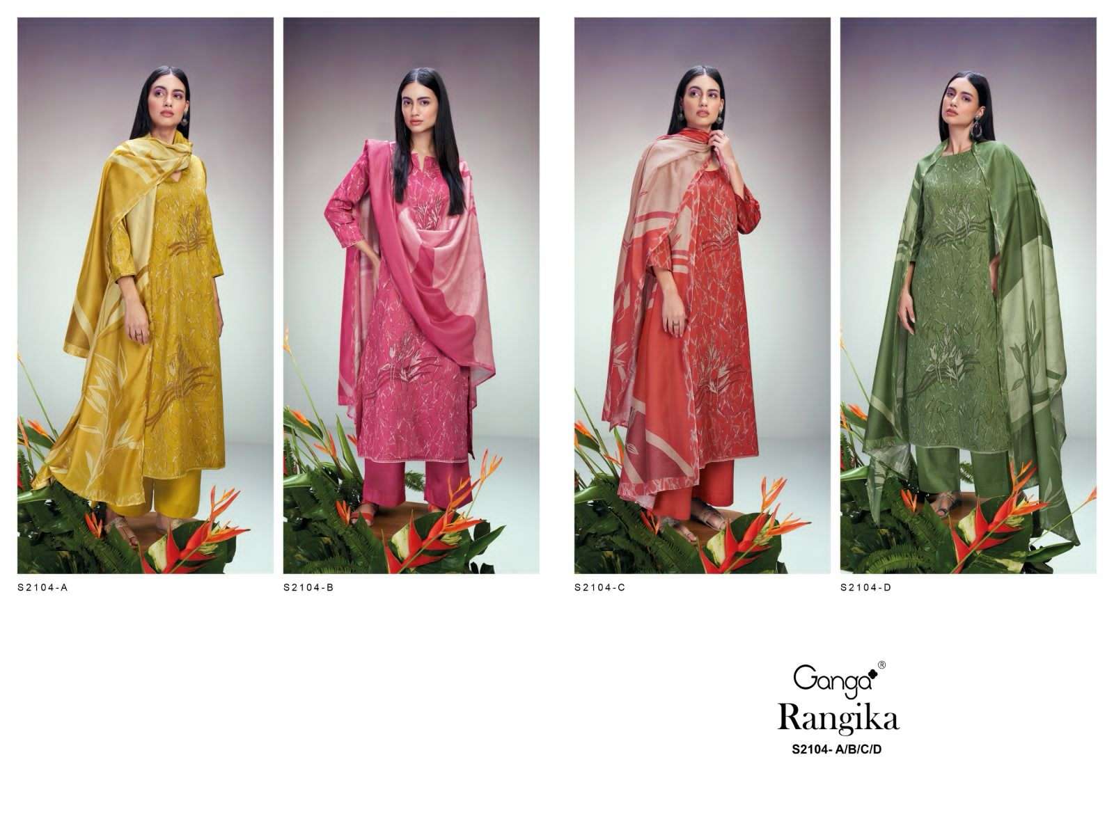 ganga rangika 2104 colour series latest designer pakistani salwar kameez wholesaler surat gujarat