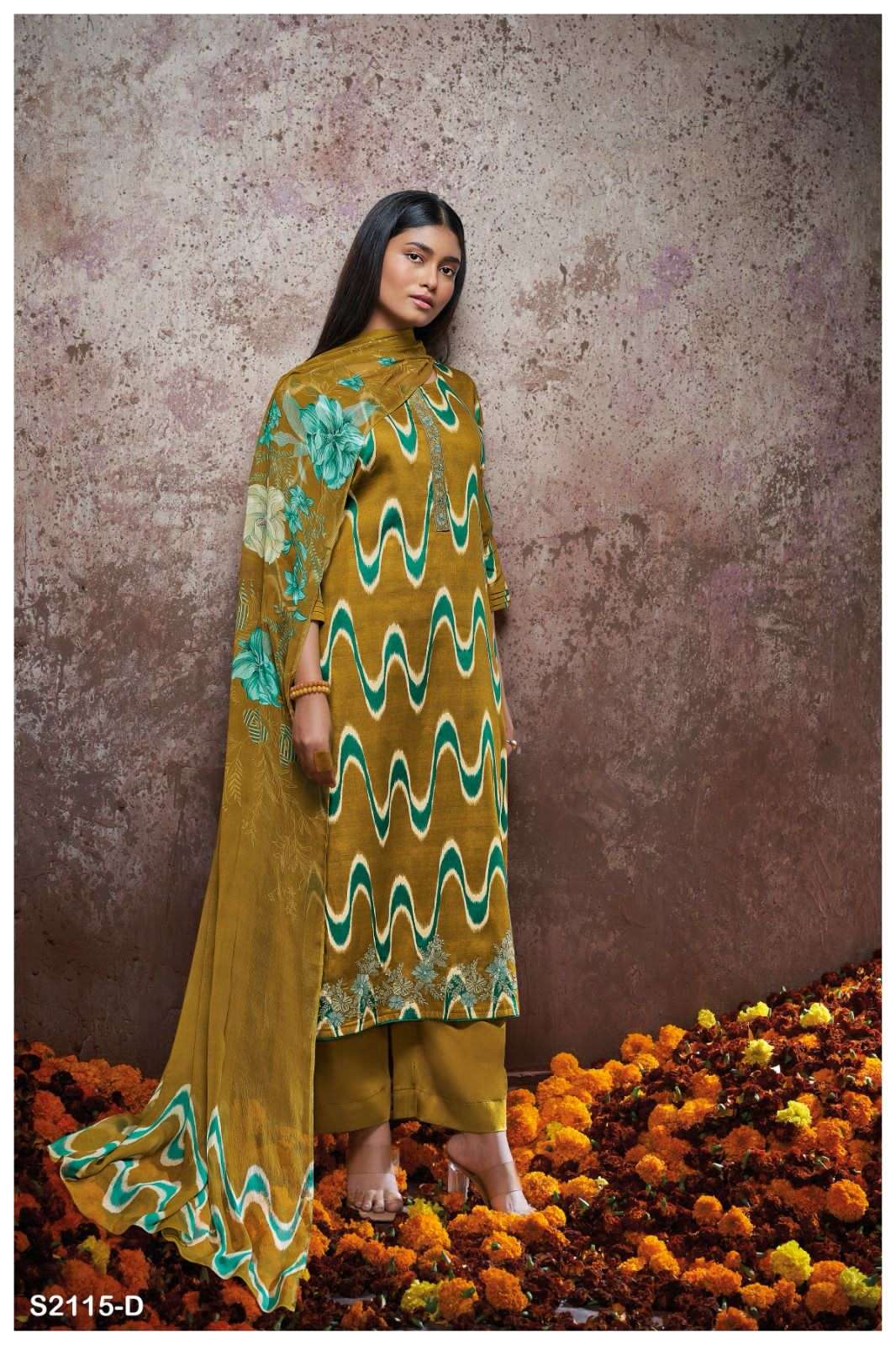 ganga sallie 2115 colour series designer wedding wear salwar kameez wholesaler surat gujarat