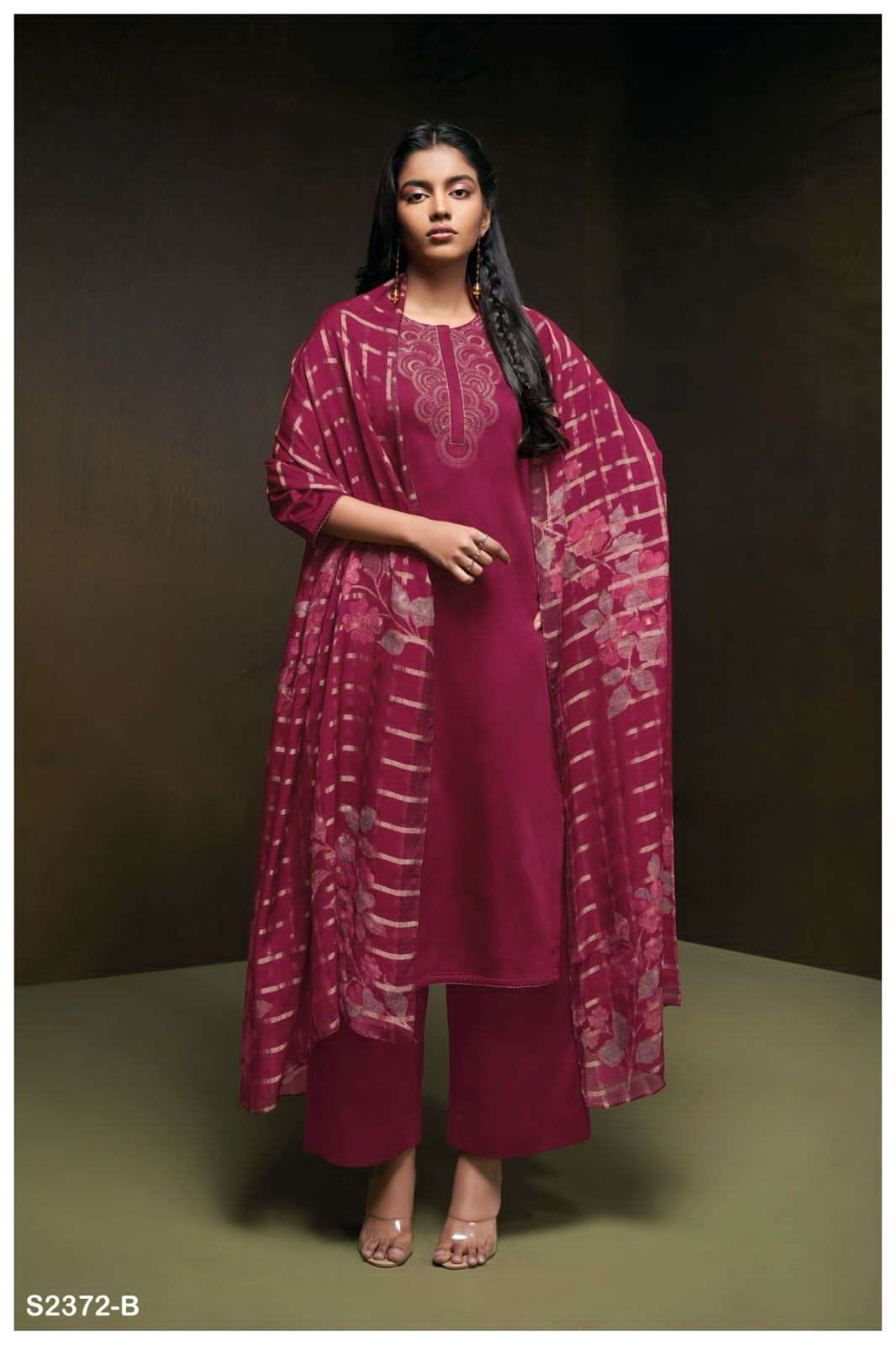 ganga sorel 2372 premium cotton silk fancy unstchid dress material collection wholesale price 