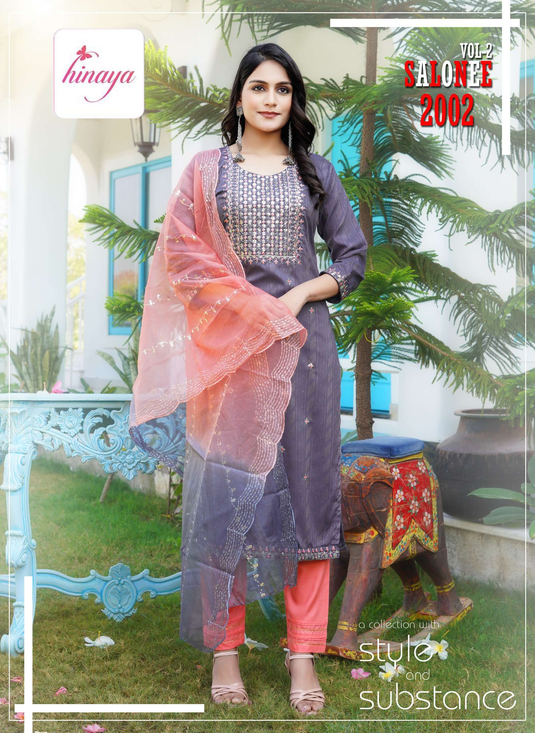 hinaya salonee vol-2 2001-2004 series latest designer fancy wedding wear kurti pant set at wholesale price india gujarat