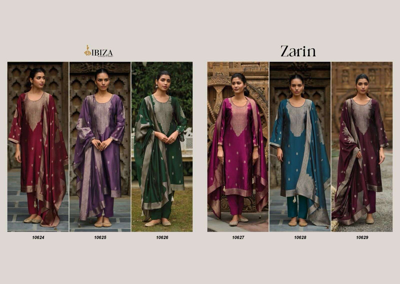 ibiza zarin 10624-10629 series designer pakistani salwar kameez wholesaler surat gujarat