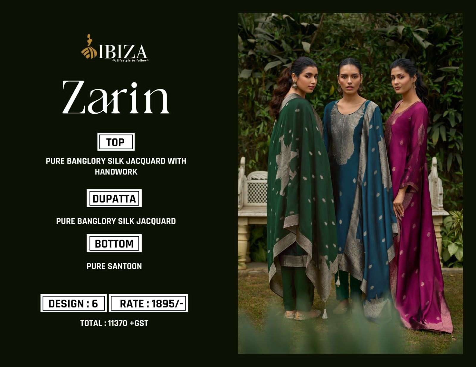 ibiza zarin 10624-10629 series designer pakistani salwar kameez wholesaler surat gujarat
