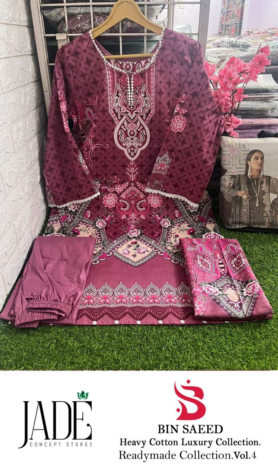 Jade bin saeed heavy cotton luxury collection vol-4 1101-1106 series cotton wedding Printed Pakistani Salwar Kameez Wholesale Price