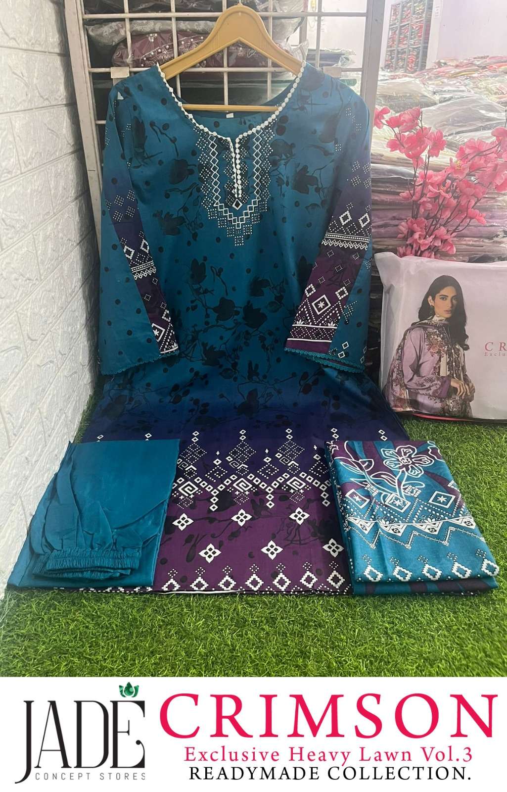 Jade crimson exclusive lawn collection vol-3 301-306 series cotton wedding Printed Pakistani Salwar Kameez Wholesale Price