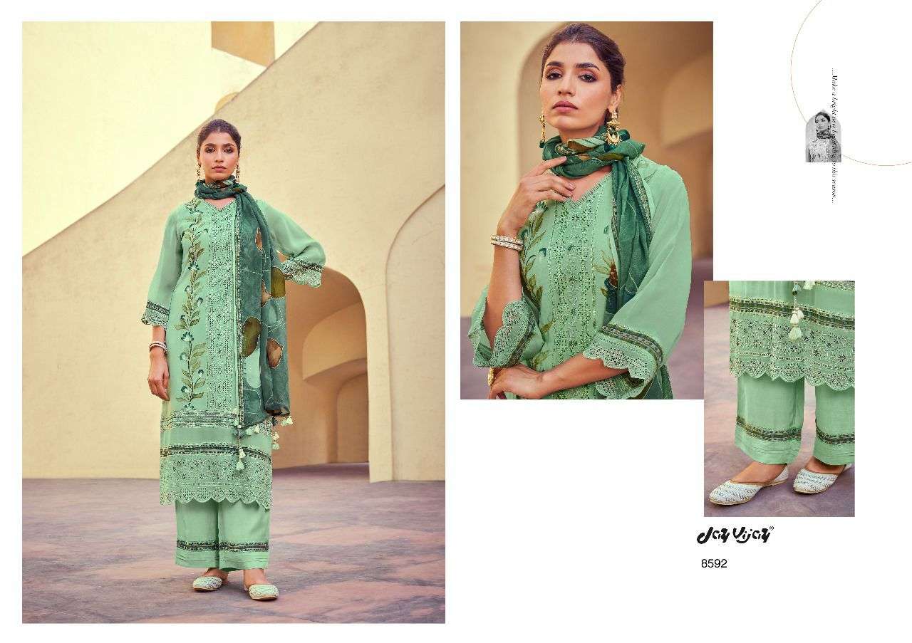 jayvijay heer 8591-8598 series latest designer fancy salwar kameez wholesaler surat gujarat