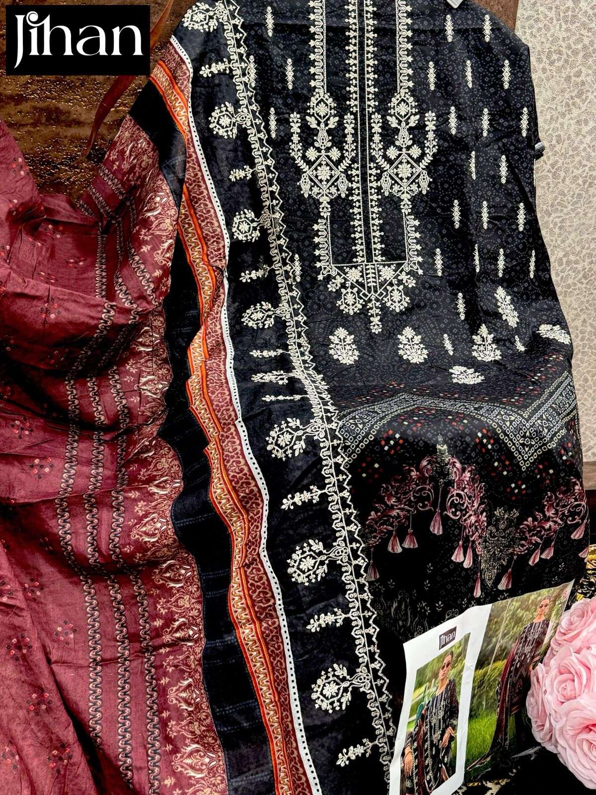 jihan bin saeed lawn collection vol-7 designer pakistani salwar kameez wholesaler surat gujarat