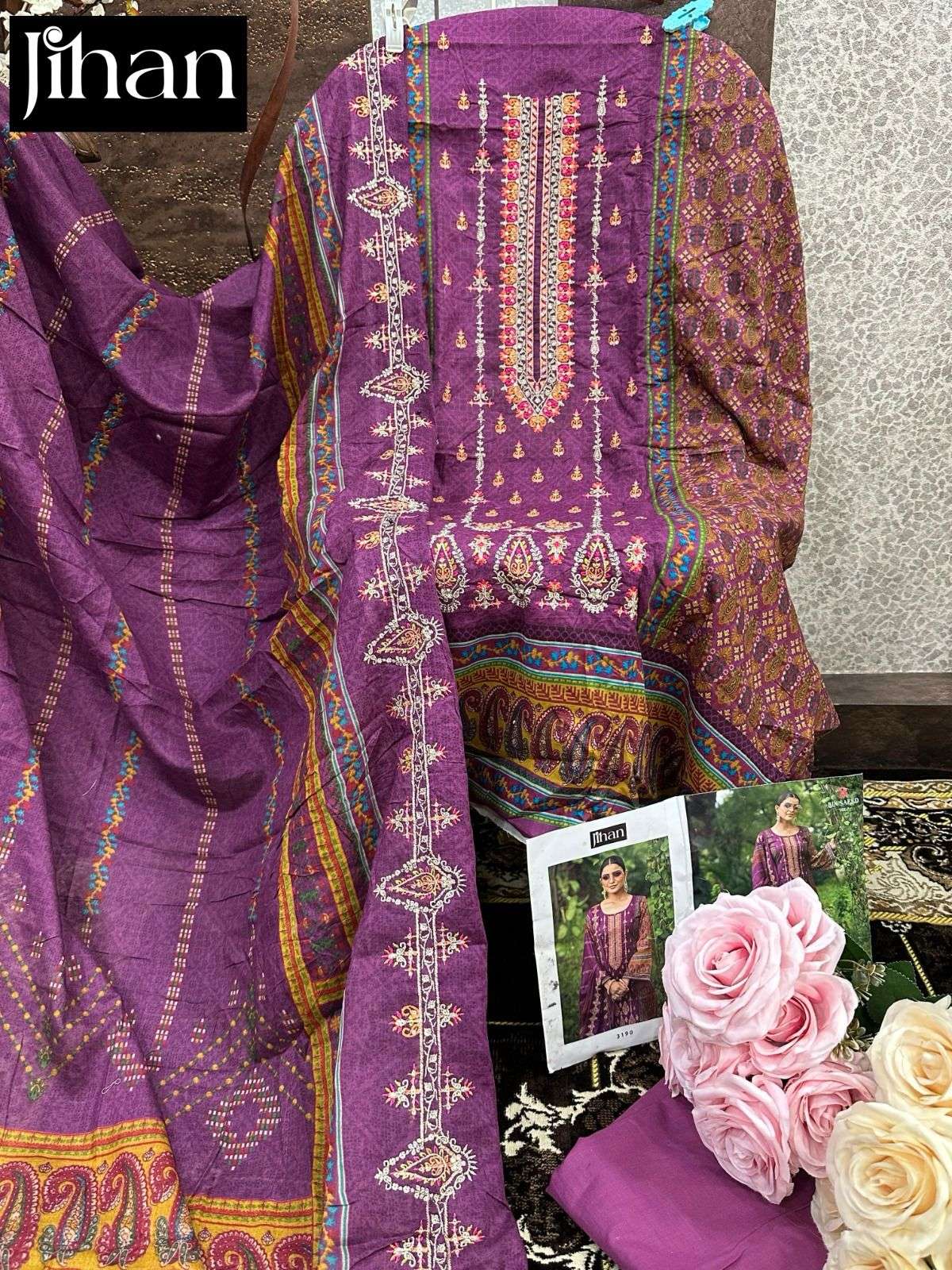 jihan bin saeed lawn collection vol-7 designer pakistani salwar kameez wholesaler surat gujarat