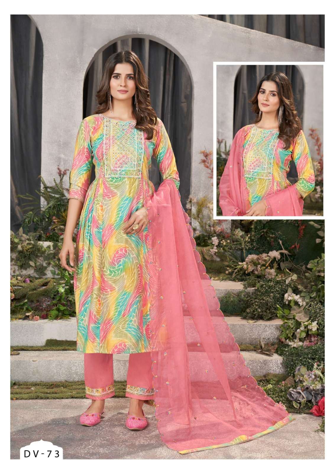 kalaroop fashion dv-73 design series designer wedding and festive wear kurti set wholesaler